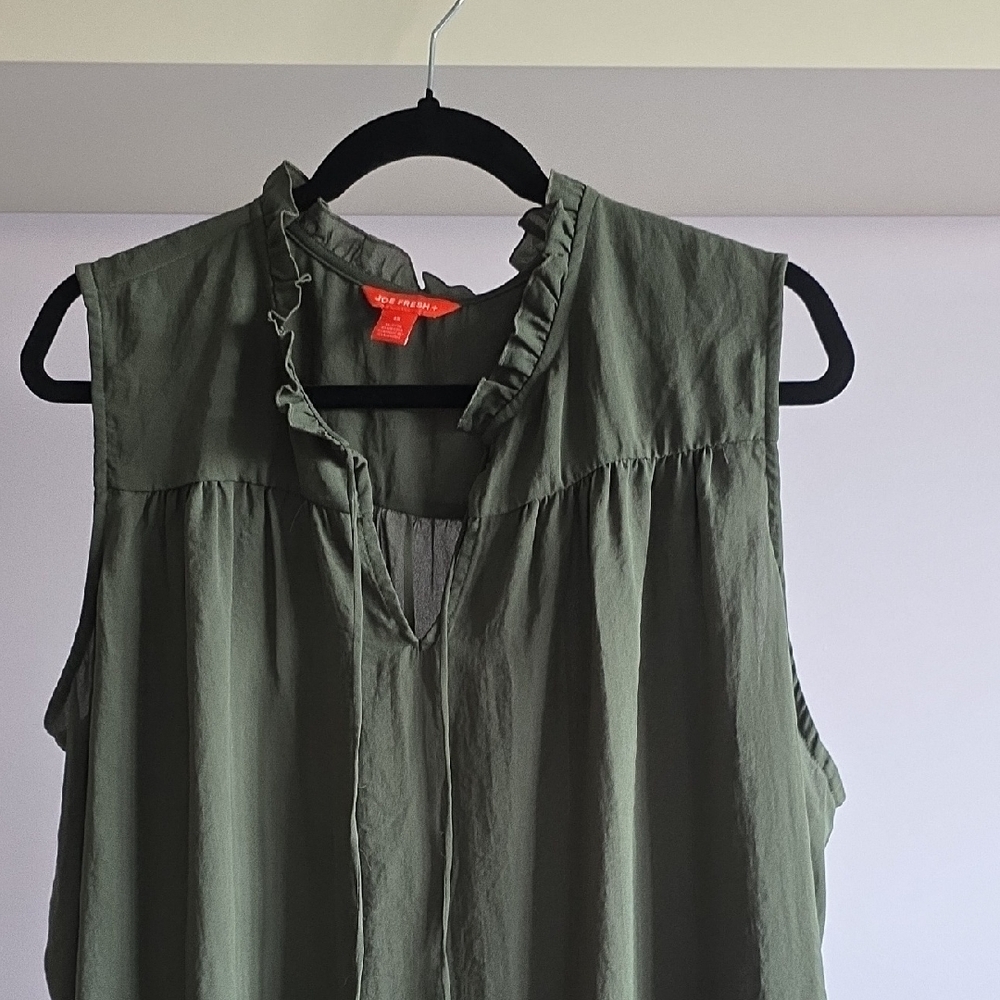 Joe Fresh Dark Green Ruffle Blouse